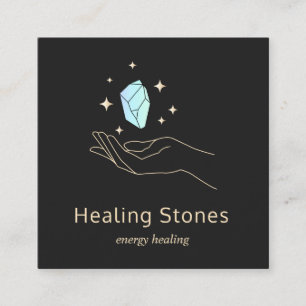 Blue Gemstone Energy Crystal Healer Quadratische Visitenkarte