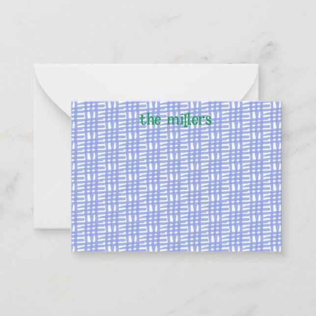 Blue Gemustert Flat Note Card Mitteilungskarte (Vorderseite)
