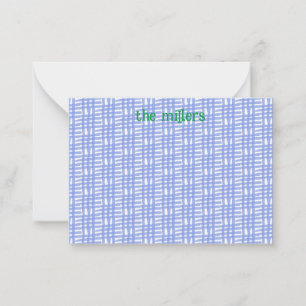 Blue Gemustert Flat Note Card Mitteilungskarte