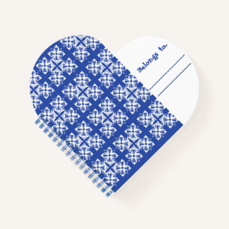 Blue gemustert Heart Shaped NoteBook Notizbuch