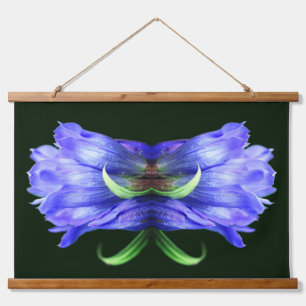 Blue Gentian Blume Abstrakt Art Wandteppich Mit Holzrahmen