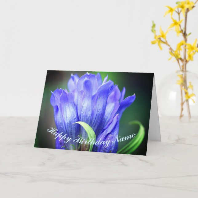 Blue Gentian Blume Personalisiert Geburtstag Karte (Gelbe Blume)