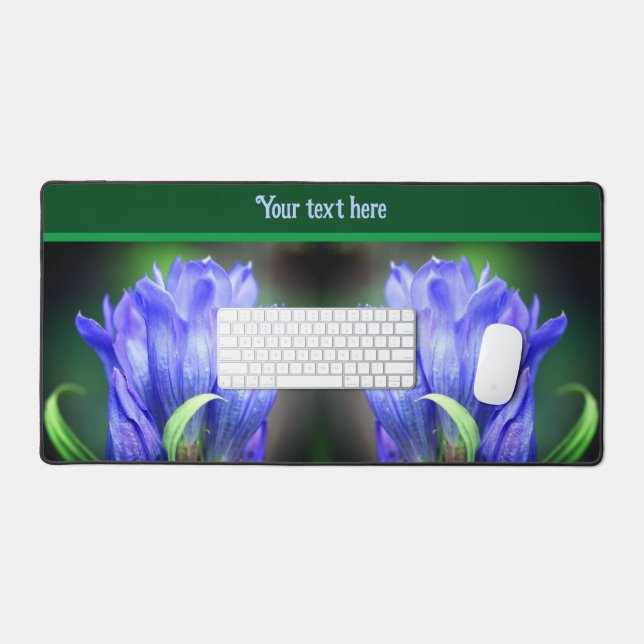 Blue Gentian Blume Personalisiert Schreibtischunterlage (Tastatur & Maus)