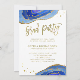 Blue Geode mit Gold Graduation Party Einladung