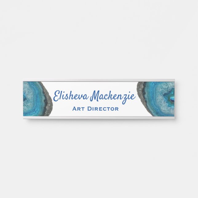 Blue Geode Office Door Sign Name Plate Türschild (Vorderseite )