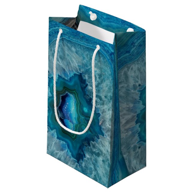 Blue Geode Rock Mineral Agate Crystal Image Kleine Geschenktüte (Vorderseite Schrägansicht)