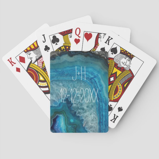 Blue Geode Rock Mineral Agate Crystal Image Spielkarten (Rückseite)