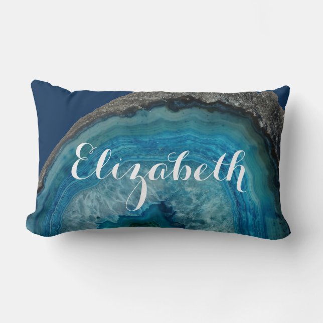 Blue Geode Rock - Personalisierter Name Lendenkissen (Vorderseite)