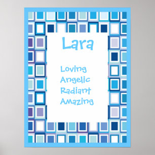 Blue Geometric Girls Boys jeder Art Art Print Poster