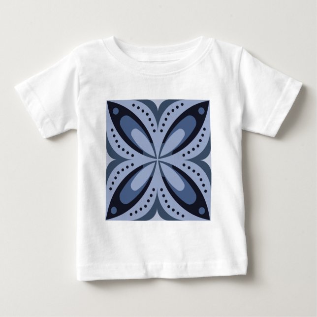 Blue Geometric Pattern Retro Style Baby T-shirt (Vorderseite)