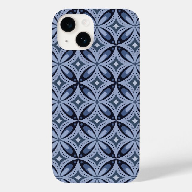 Blue Geometric Pattern Retro Style Case-Mate iPhone Hülle (Rückseite)