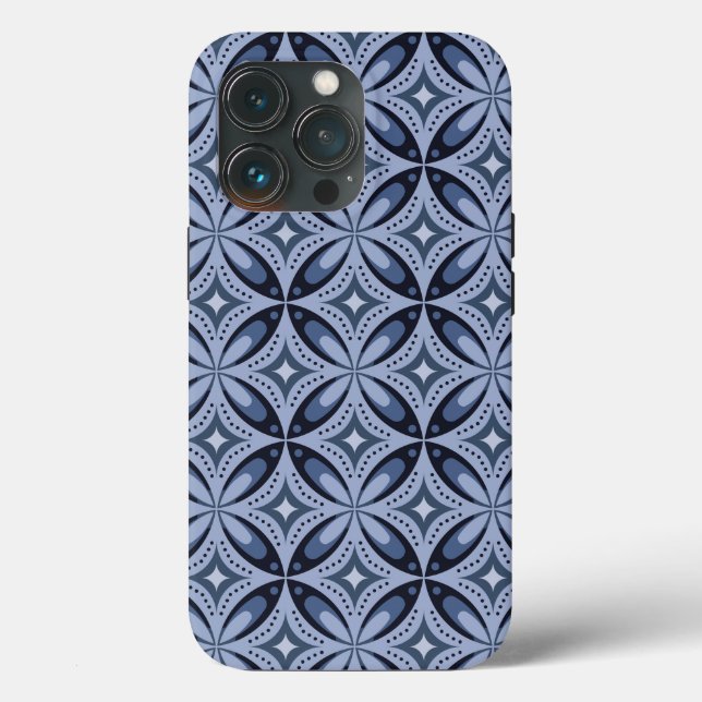 Blue Geometric Pattern Retro Style Case-Mate iPhone Hülle (Rückseite)
