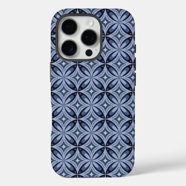 Blue Geometric Pattern Retro Style Case-Mate iPhone Hülle (Rückseite)