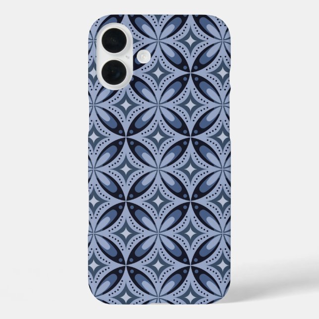 Blue Geometric Pattern Retro Style Case-Mate iPhone Hülle (Rückseite)