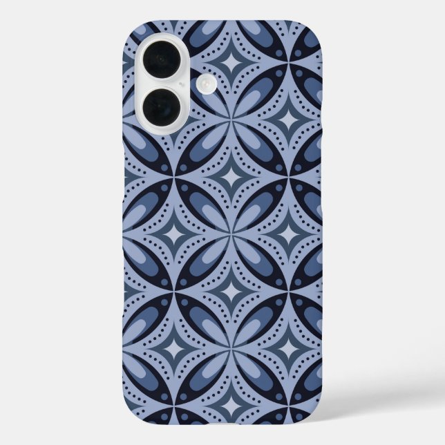 Blue Geometric Pattern Retro Style Case-Mate iPhone Hülle (Rückseite)