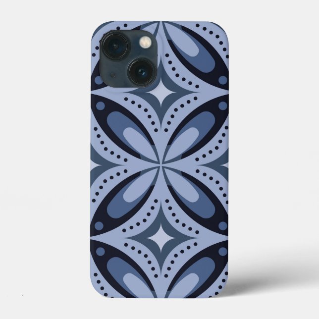Blue Geometric Pattern Retro Style Case-Mate iPhone Hülle (Rückseite)