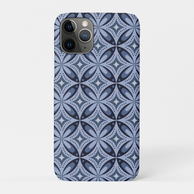 Blue Geometric Pattern Retro Style Case-Mate iPhone Hülle (Rückseite)