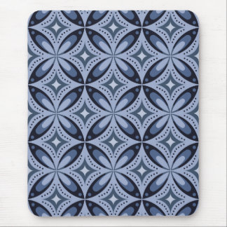 Blue Geometric Pattern Retro Style Mousepad