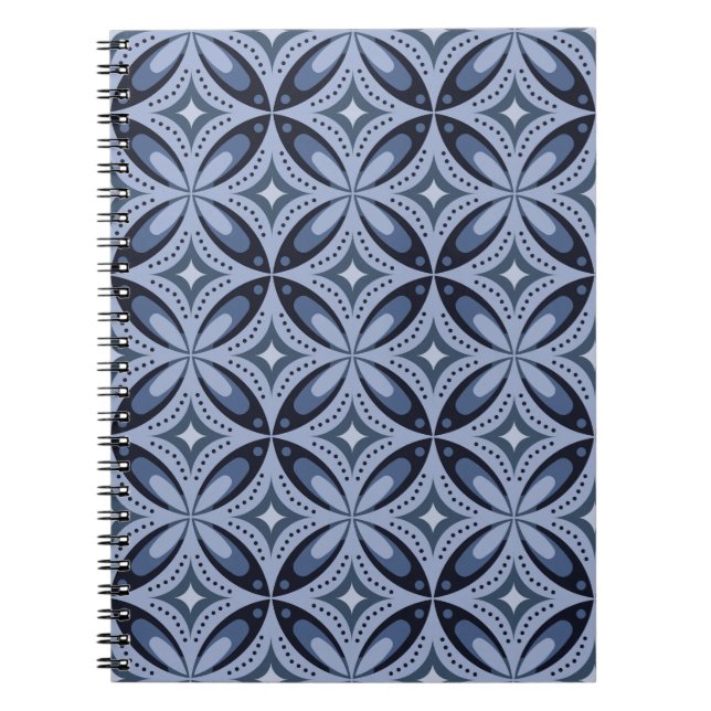 Blue Geometric Pattern Retro Style Notizblock (Vorderseite)