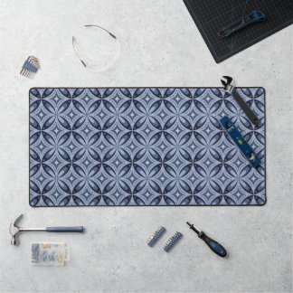 Blue Geometric Pattern Retro Style Schreibtischunterlage