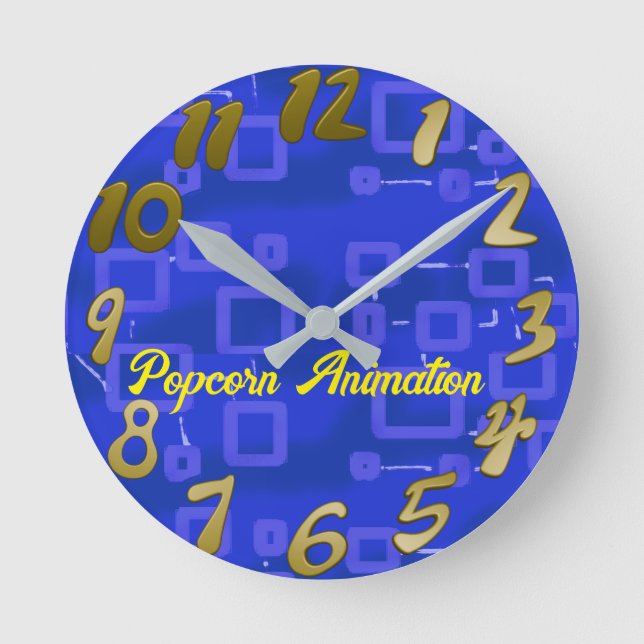 Blue Geometric Runde Wanduhr (Vorderseite)
