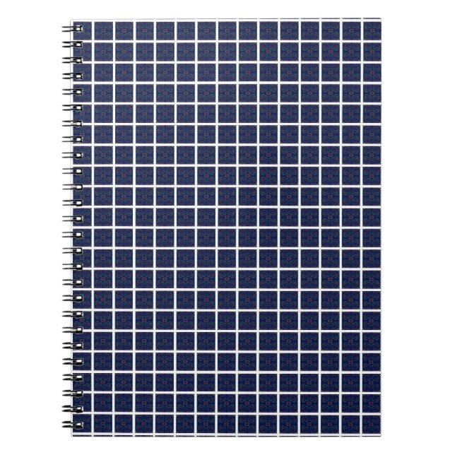 Blue Geometric Squares Spiral-Foto-Notebook Notizblock (Vorderseite)