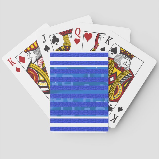 Blue Geometric Stripes Classic Playing Cards Spielkarten (Rückseite)