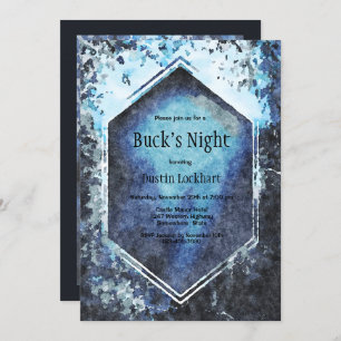 Blue Geometric Watercolor Bucks Nacht Einladung