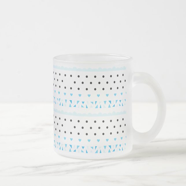 Blue Geometrie Mattglastasse (Rechts)