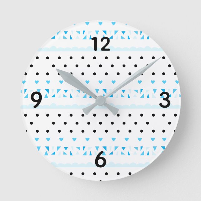 Blue Geometrie Runde Wanduhr (Vorderseite)