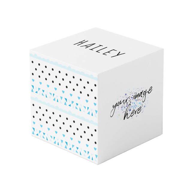 Blue Geometrie Würfel (Vorderseite Schrägansicht)