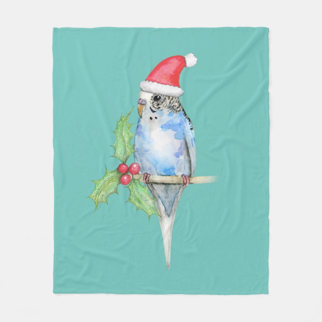 Blue gepunktet Budgerigi Weihnachtsstil Fleecedecke (Vorderseite)