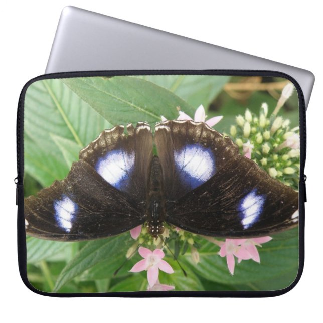 Blue Gepunktet Butterfly Laptop Sleeve (Vorderseite)