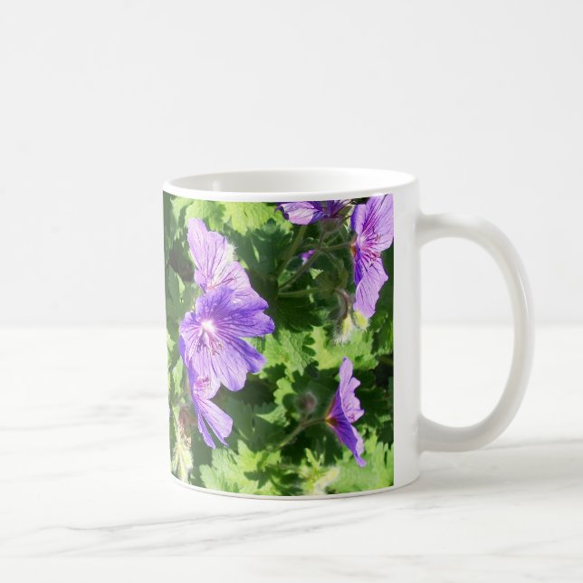 Blue Geranium Floral Fotograf Tasse (Rechts)