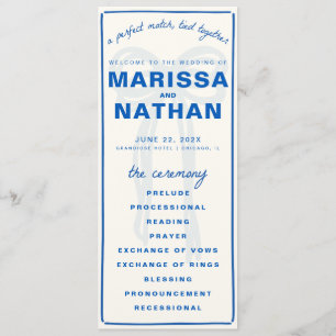Blue Gezeichnet Together Bow Wedding Program Programm