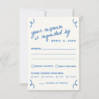 Blue Gezeichnet Together Wedding RSVP Karte