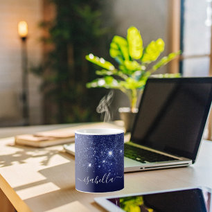 Blue Gglitte Namensskript elegant Kaffeetasse