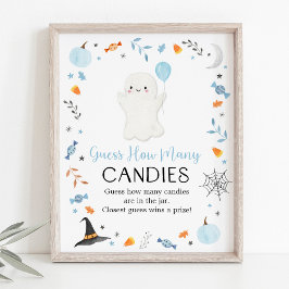 Blue Ghost Halloween Guess Wie viele Spiel Poster