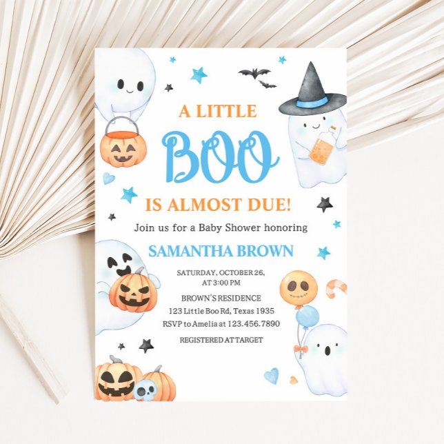 Blue Ghost Halloween Little Boo Baby Dusche Einladung (A Little Boo Baby Shower Invitation
)