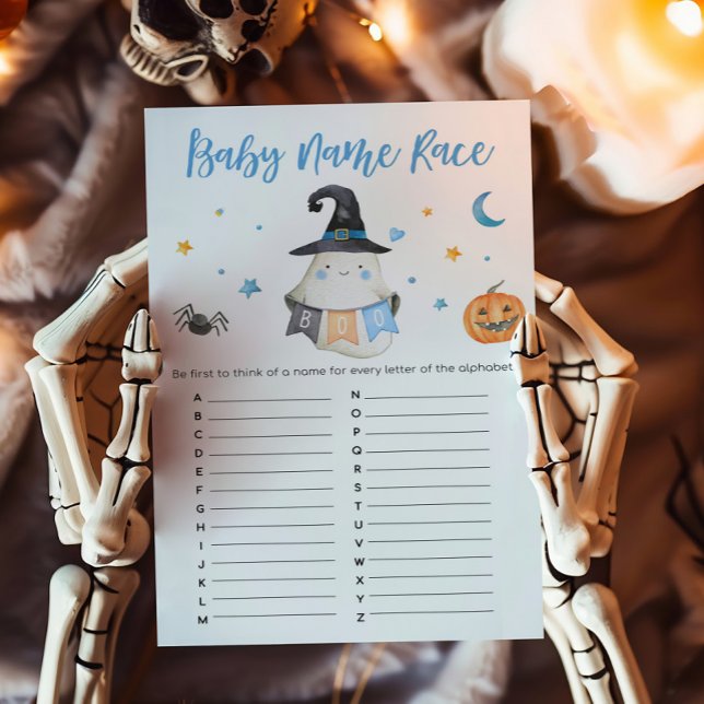 Blue Ghost Little Boo Baby Name Race Game (Little Boo Baby Shower Baby Name Race Game)