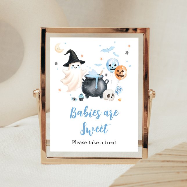 Blue Ghost Little Boo Babys sind süß Schild (Boy Little Boo Baby Shower Babies are Sweet Sign)
