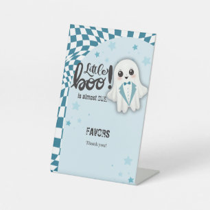 Blue Ghost Little Boo ist bald fällig Baby Shower Sockelschild
