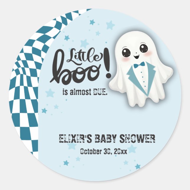 Blue Ghost Little Boo ist fast die richtige Baby D Runder Aufkleber (Vorderseite)