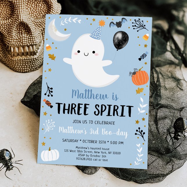 Blue Ghost Three Spirit Halloween Einladung (Von Creator hochgeladen)