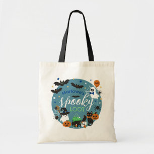 Blue Ghosts Bats Spooky Loot Boys Halloween Tragetasche