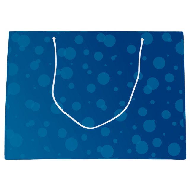 Blue gift bag with white polka dots große geschenktüte (Vorderseite)