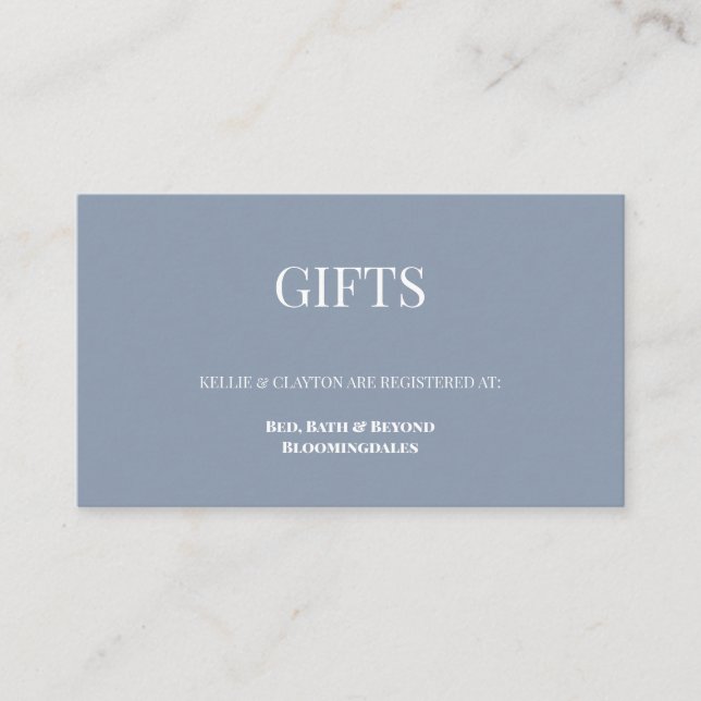 Blue Gift Registry Enclosure Card Begleitkarte (Vorderseite)