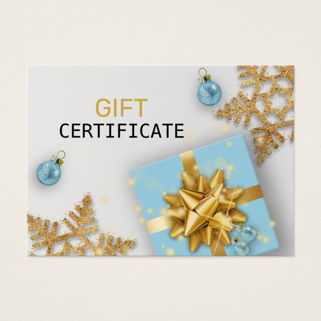 Blue Gift Weihnachts Ball Gold Snowflakes Geschenk (Vorderseite)