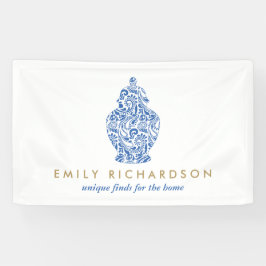 Blue Ginger Jar Potterie Logo Designer Weiß/Blau Banner