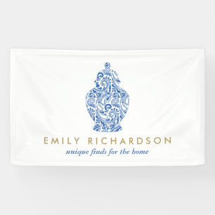 Blue Ginger Jar Potterie Logo Designer Weiß/Blau Banner